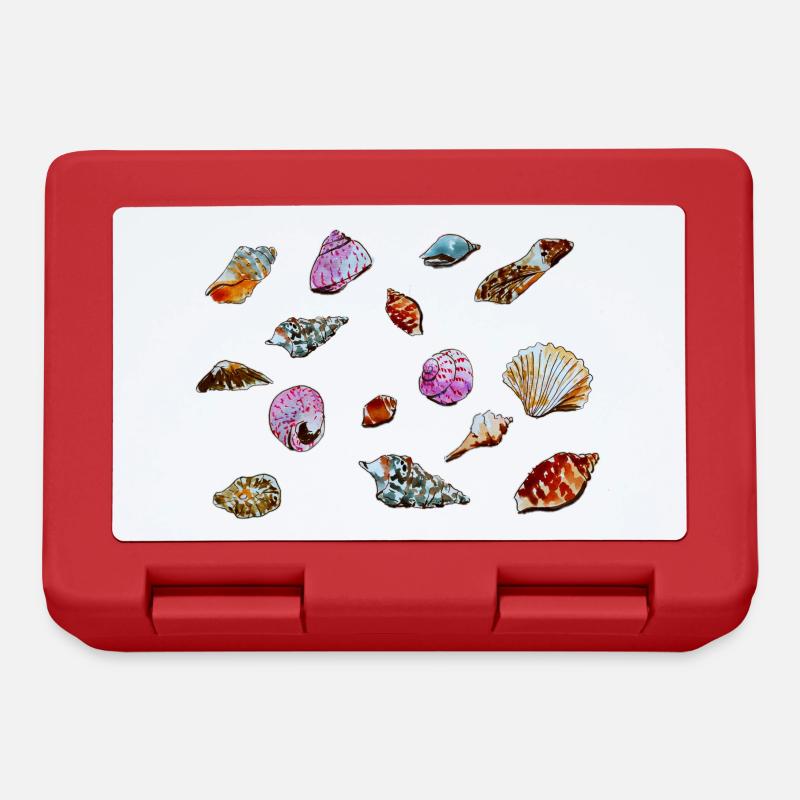 Colourful Seashells Marine Pattern - Lunchbox - red