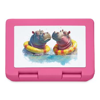 Doppelte Hippo Badespaß - Brotdose - Pink - Vorne