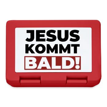 Jesus Christus kommt bald - Christliches Shirt - Brotdose - Rot - Vorne