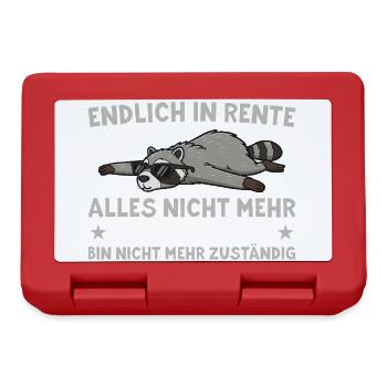 Rente Waschbär Nicht mehr zuständig - Rentner - Brotdose - Rot - Vorne
