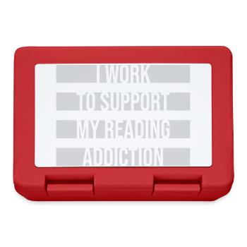 I Work To Support My Reading Addiction Books Logo - Lunchbox - red - Front