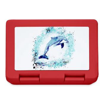 Delfin, graffiti, malerei,blau,fisch, - Brotdose - Rot - Vorne