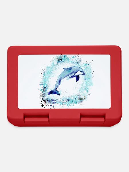 Delfin, graffiti, malerei,blau,fisch, - Brotdose - Rot