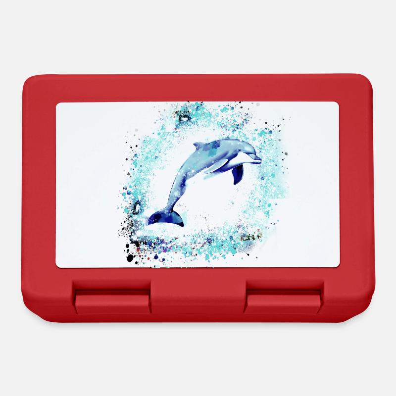 Delfin, graffiti, malerei,blau,fisch, - Brotdose - Rot