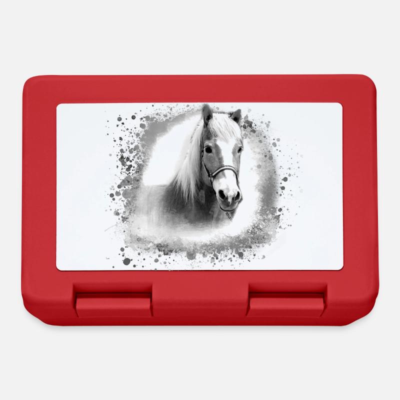 haflinger,pferd,graffiti, malerei, pferdekopf,grau - Brotdose - Rot