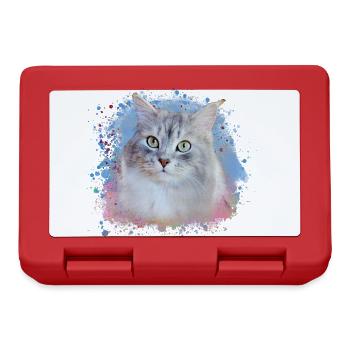 Chat sibérien, graffiti, peinture, chat - Boîte à goûter - rouge - Devant