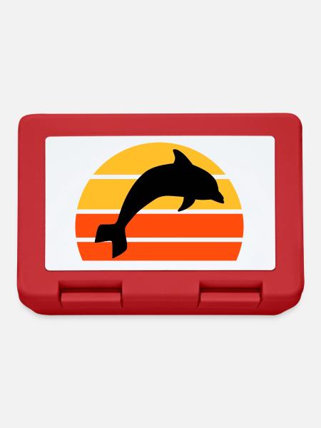 Jumping dolphin in front of a divided half sun - Lunchbox - red