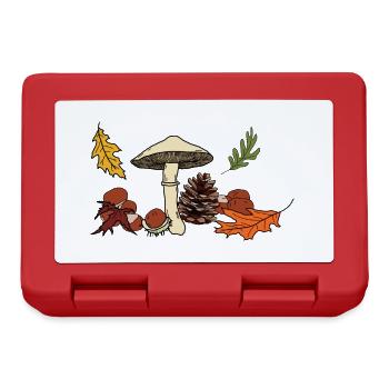Herbst Pilz Blätter Kastanie - Brotdose - Rot - Vorne