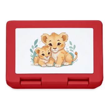 cuddling lion cubs - Lunchbox - red - Front