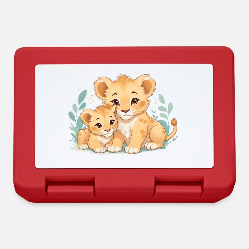Câlins de lionceaux - Boîte à goûter - rouge