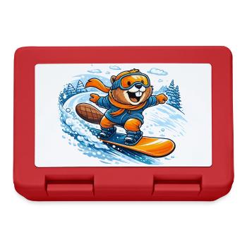 Biber Snowboard Winter - Brotdose - Rot - Vorne