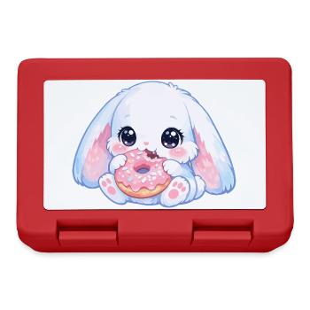 Kawaii Hase mit Donut - Brotdose - Rot - Vorne