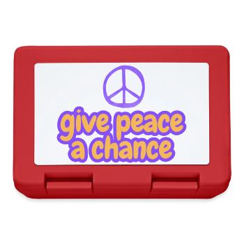 Peace Now Bubble Font "Give Peace A Chance" - Lunchbox - red - Front