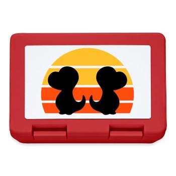 Two baby dinosaurs in front of the half sun - Lunchbox - red - Front