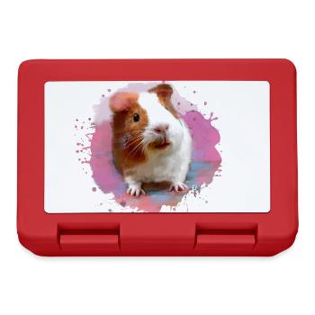 guinea pig, graffiti, painting, watercolor, pink - Lunchbox - red - Front
