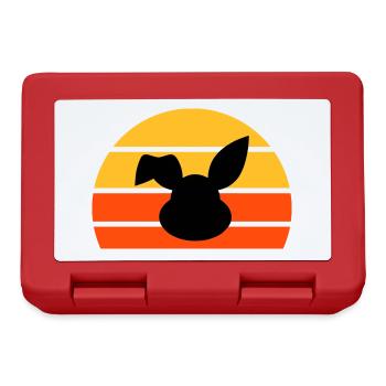 Rabbit's head with bent ear in front of a half sun - Lunchbox - red - Front