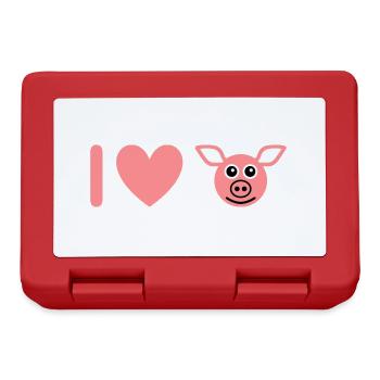★ Design colors changeable ★ I love pigs - Lunchbox - red - Front