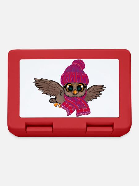 Frosteule Eule Frostbeule Herbst Winter - Brotdose - Rot