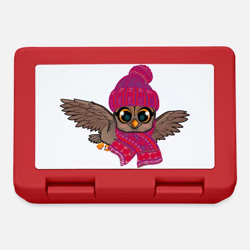 Frosteule Eule Frostbeule Herbst Winter - Brotdose - Rot