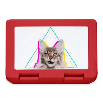 Neon Retro Cat Geometric Triangle Art - Lunchbox - red - Front