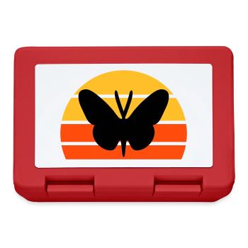 Schmetterling vor einer Halbsonne - Brotdose - Rot - Vorne
