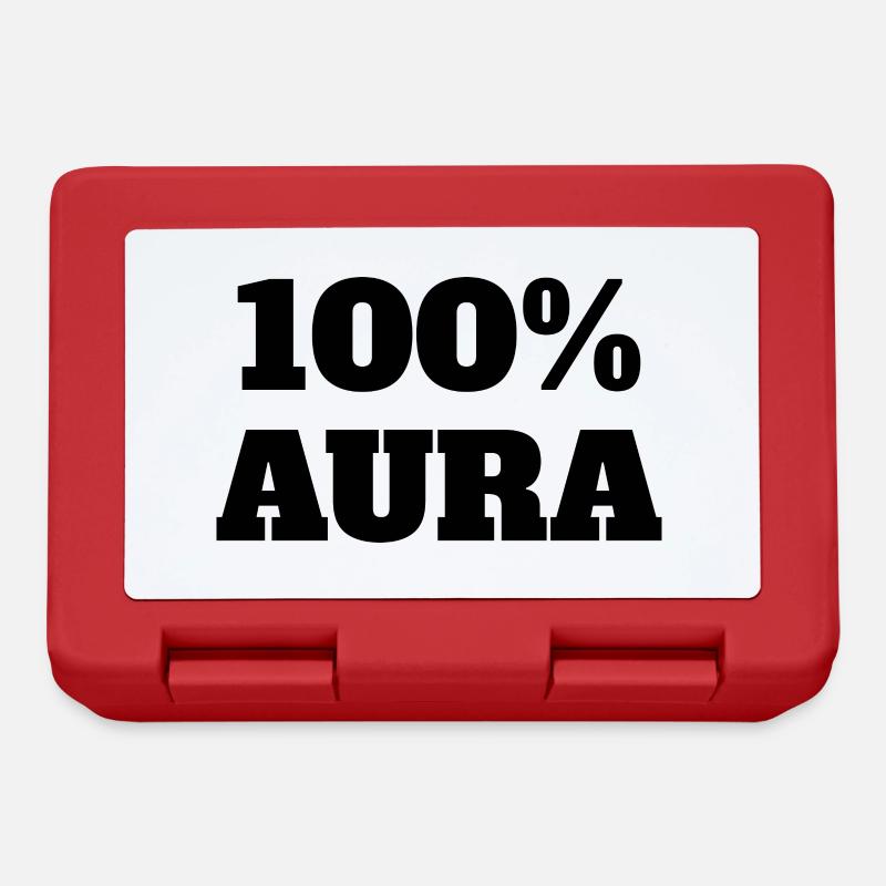 100% Aura Level Points Humor Meme Aura - Lunchbox - red