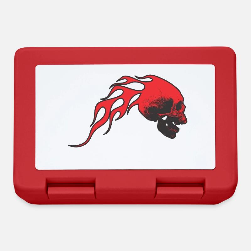 Scull with flames - Lunchbox - red