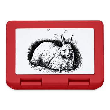 Lapin rétro avec coeurs noir - Boîte à goûter - rouge - Devant