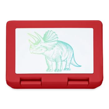 Triceratops Dinosaur Drawing Gradient Blue Green - Lunchbox - red - Front