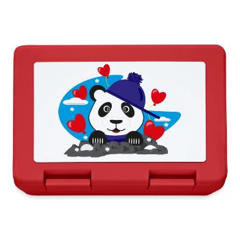 Panda im Winter mit sehr vielen Herzen. - Brotdose - Rot - Vorne