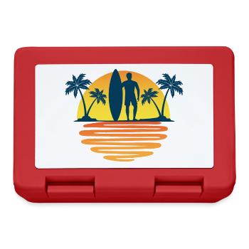 Surf surfer mer soleil vagues et palmiers - Boîte à goûter - rouge - Devant