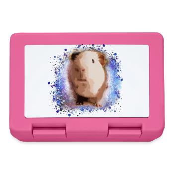 cochon d’Inde, graffiti, peinture, vert, bleu - Boîte à goûter - rose - Devant