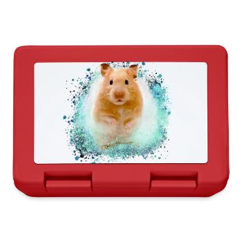 hamster, graffiti,painting,green,golden hamster - Lunchbox - red - Front