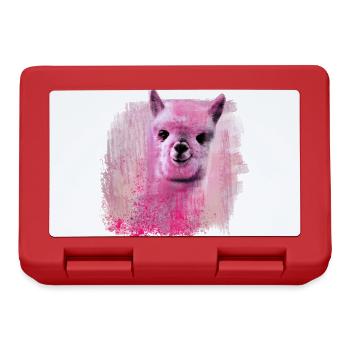 Alpaca, Llama, pink,,drawing,graffiti,watercolor - Lunchbox - red - Front