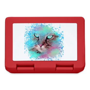 siam cat, neon, cat, graffiti, painting, watercolor - Lunchbox - red - Front
