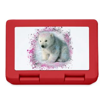 bébé ours polaire, ours polaire, peinture, rose, graffiti - Boîte à goûter - rouge - Devant