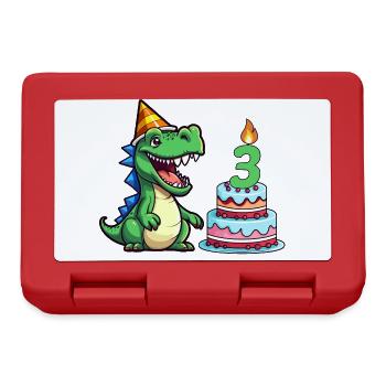 3. Kindergeburtstag Dino T-Rex Geburtstagskuchen - Brotdose - Rot - Vorne
