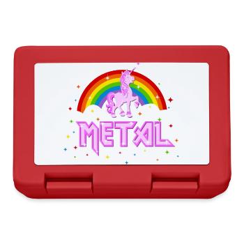 metal music heavy unicorn rainbow funny - Lunchbox - red - Front