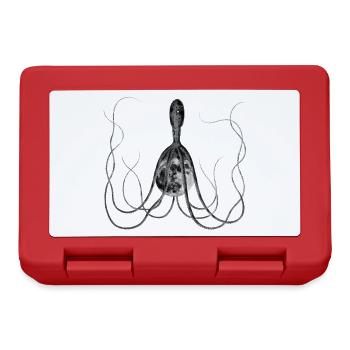Poulpe, Poulpe avec Lune, Œuvre d’art vintage surréaliste - Boîte à goûter - rouge - Devant