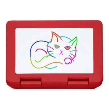 Regenbogen Katze bunt farbenfroh Kinder - Brotdose - Rot - Vorne