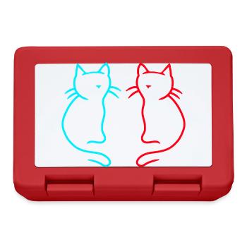 80er 90er Retro Vintage Katzen Katze - Brotdose - Rot - Vorne