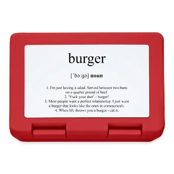 Burger (Hamburger) Dictionnaire de définition - Boîte à goûter - rouge - Devant