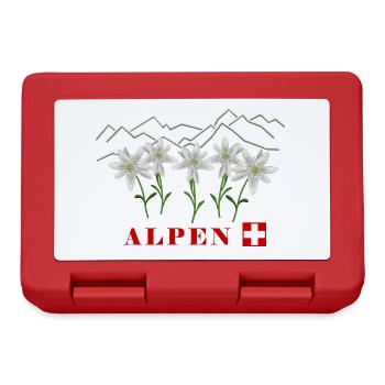 Alpen, Edelweiss, Schweiz - Brotdose - Rot - Vorne