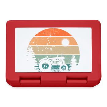 Oldtimer-Traktor bei pastellfarbenem Sonnenuntergang - Brotdose - Rot - Vorne
