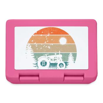 Oldtimer-Traktor bei pastellfarbenem Sonnenuntergang - Brotdose - Pink - Vorne