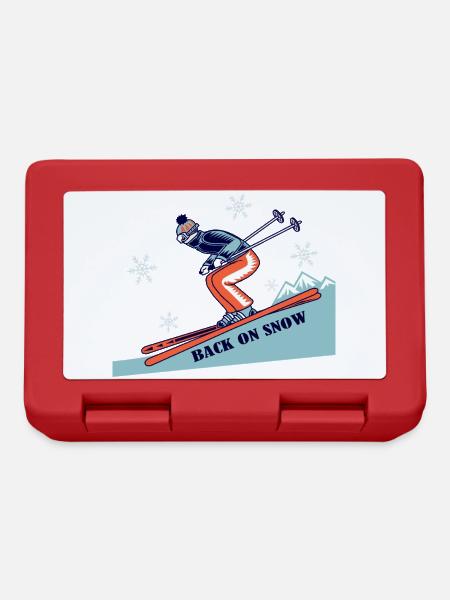 Zurück auf Schnee Retro-Skifahren - Brotdose - Rot