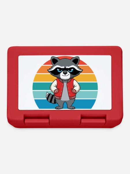 Naughty Retro Raccoon for Raccoon Lovers - Lunchbox - red