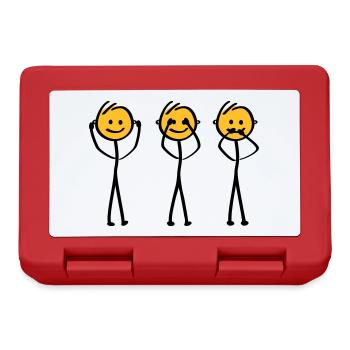Slogan Hear, see and be silent. Three monkeys - Lunchbox - red - Front