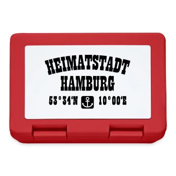 31 Heimatstadt Hamburg Koordinaten Anker - Brotdose - Rot - Vorne