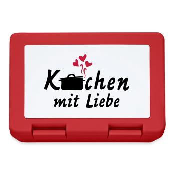 kochen liebe hobbykoch freude spass topf koch herz - Brotdose - Rot - Vorne